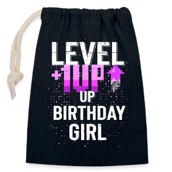 Joyeux anniversaire, Gamer Girl: Bold Pixel Fun Gift - Sac cadeau en coton avec cordon (14 x 20 cm) - bleu marine - Devant