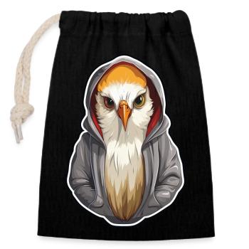Cockatiel cool en vêtements décontractés - Sac cadeau en coton avec cordon (14 x 20 cm) - noir - Devant