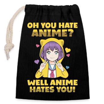 Anime Serien Design - Verschließbarer Geschenkbeutel aus Baumwolle (14x20cm) - Schwarz - Vorne