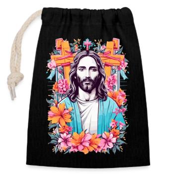 Mon Dieu - Sac cadeau en coton avec cordon (14 x 20 cm) - noir - Devant