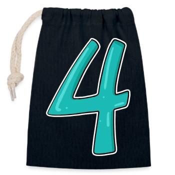 Number Four Digit Number Fourth Fourth - Closable cotton gift bag (14x20cm) - navy - Front