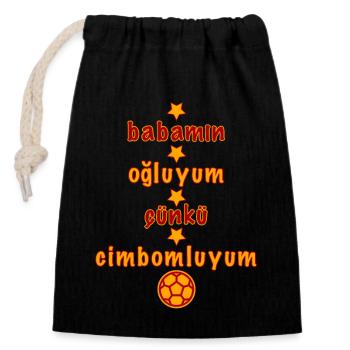 babamın oğluyum çünkü cimbomluyum - Verschließbarer Geschenkbeutel aus Baumwolle (14x20cm) - Schwarz - Vorne