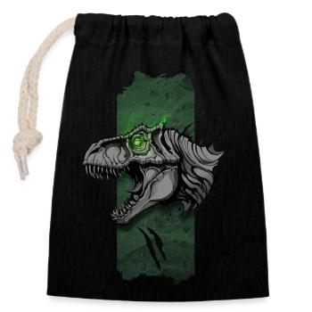 Souverain radieux : T-Rex épique aux yeux brillants - Sac cadeau en coton avec cordon (14 x 20 cm) - noir - Devant