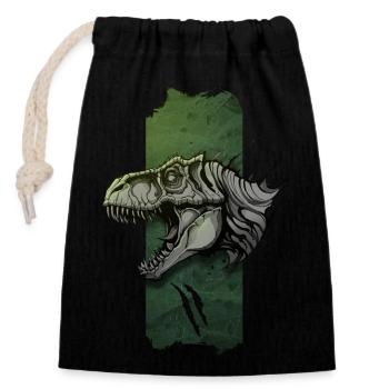 Tyran majestueux : Tyrannosaure épique - Sac cadeau en coton avec cordon (14 x 20 cm) - noir - Devant