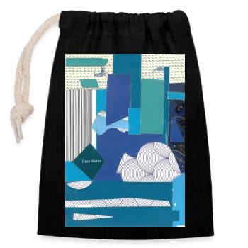 Collage bleu - Sac cadeau en coton avec cordon (14 x 20 cm) - noir - Devant
