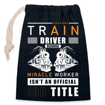 Railway Train Driver Train Leading - Closable cotton gift bag (14x20cm) - navy - Front