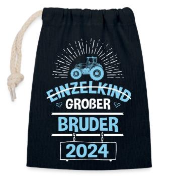 Grand frère 2024 - Sac cadeau en coton avec cordon (14 x 20 cm) - bleu marine - Devant