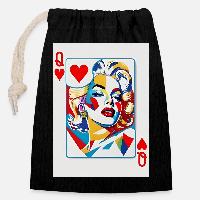 Marylin Monroe - Sac cadeau en coton avec cordon (14 x 20 cm) - noir