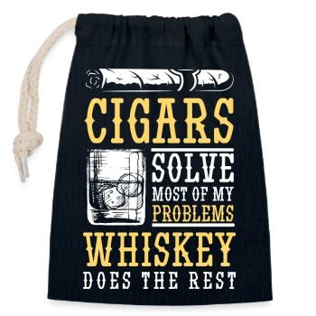 Whiskey Kellner Mann Feier - Verschließbarer Geschenkbeutel aus Baumwolle (14x20cm) - Navy - Vorne