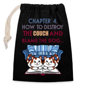 Clever cats - Closable cotton gift bag (14x20cm) - black - Front