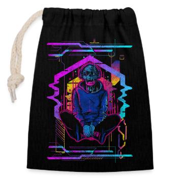 Zukunft Android Neon Gaming - Verschließbarer Geschenkbeutel aus Baumwolle (14x20cm) - Schwarz - Vorne