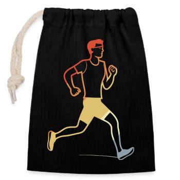 Retro Jogger Sketch - Closable cotton gift bag (14x20cm) - black - Front