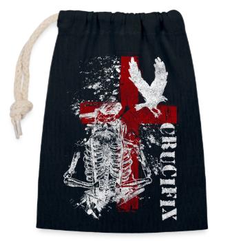Trash Polka Motif Art Noir - Sac cadeau en coton avec cordon (14 x 20 cm) - bleu marine - Devant