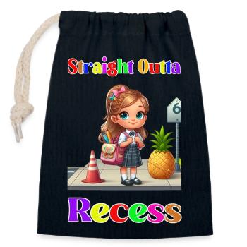 Straight outta recess - Verschließbarer Geschenkbeutel aus Baumwolle (14x20cm) - Navy - Vorne