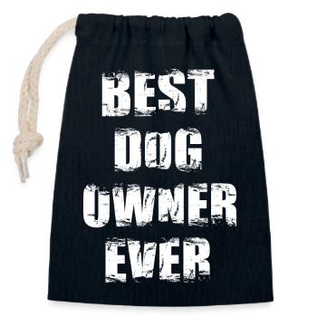 Best Dog Owner - Closable cotton gift bag (14x20cm) - navy - Front