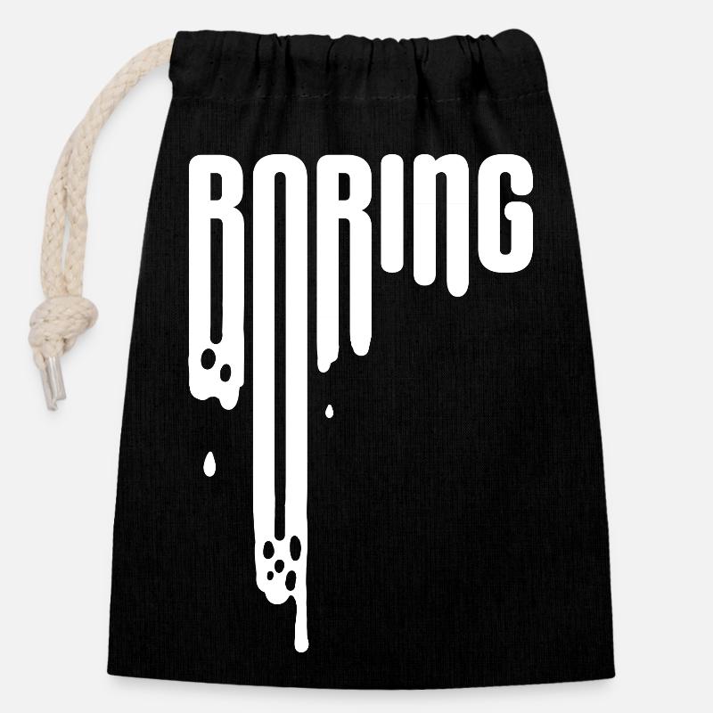 BORING - Closable cotton gift bag (14x20cm) - black