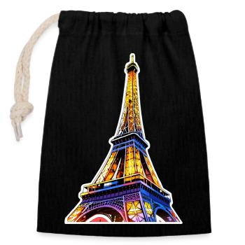 Eiffel tower #16 - Closable cotton gift bag (14x20cm) - black - Front