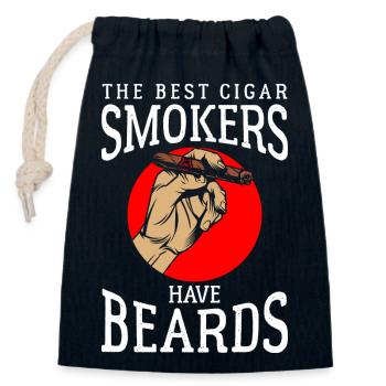 Cigares Smoke Cuba Connaisseurs - Sac cadeau en coton avec cordon (14 x 20 cm) - bleu marine - Devant
