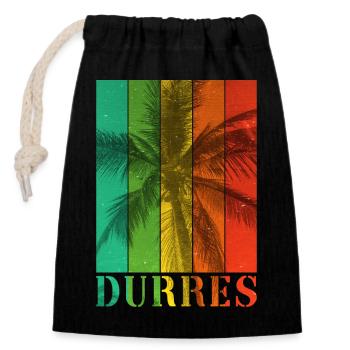 Durres Durresi Albania Summer Palm Trees Beach Sea - Closable cotton gift bag (14x20cm) - black - Front