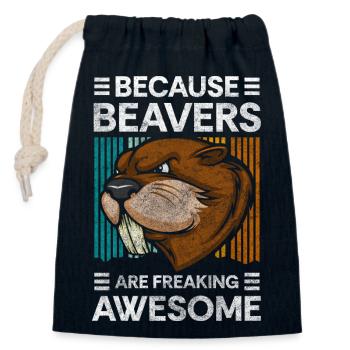 Beaver Dam Builder Nature - Closable cotton gift bag (14x20cm) - navy - Front