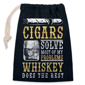 Glaçons Whiskey Lifestyle - Sac cadeau en coton avec cordon (14 x 20 cm) - bleu marine - Devant