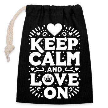 Keep Calm and Love On - Closable cotton gift bag (14x20cm) - black - Front