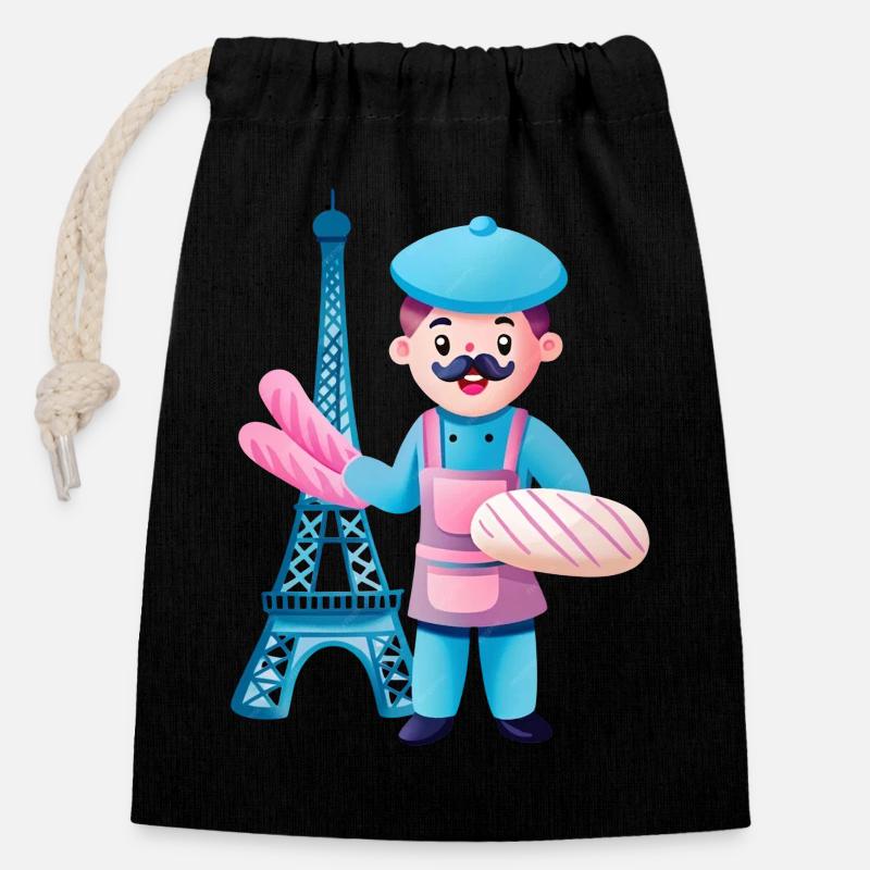Le francais - Sac cadeau en coton avec cordon (14 x 20 cm) - noir