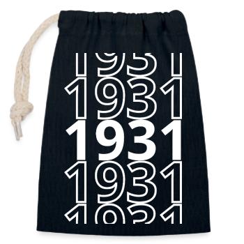 1931 1931 1931 - Closable cotton gift bag (14x20cm) - navy - Front