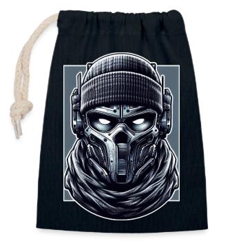 Mercenary Head - Closable cotton gift bag (14x20cm) - navy - Front