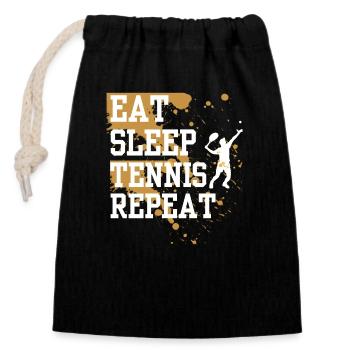 Eat Sleep Tennis Repeat Tennis Lover Gift Tennis - Closable cotton gift bag (14x20cm) - black - Front