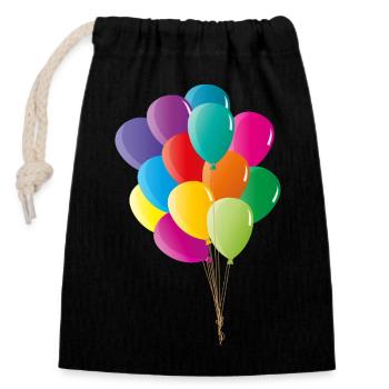 Cheerful colorful balloons in bold colors - Closable cotton gift bag (14x20cm) - black - Front