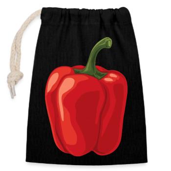 Paprika - Verschließbarer Geschenkbeutel aus Baumwolle (14x20cm) - Schwarz - Vorne