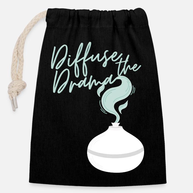 Diffuse the Drama - Closable cotton gift bag (14x20cm) - black