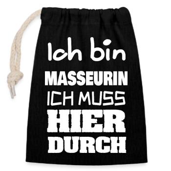 Geschenk für Masseurin - Verschließbarer Geschenkbeutel aus Baumwolle (14x20cm) - Schwarz - Vorne