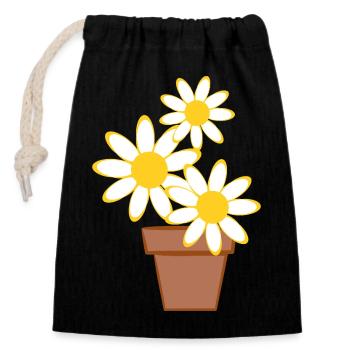 Gänseblümchen - Verschließbarer Geschenkbeutel aus Baumwolle (14x20cm) - Schwarz - Vorne