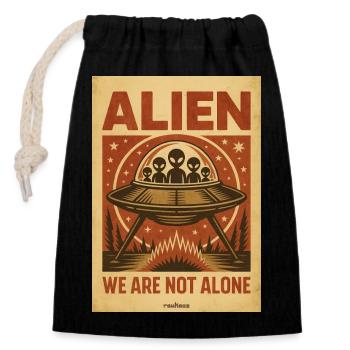 Alien UFO Vintage Poster - Closable cotton gift bag (14x20cm) - black - Front