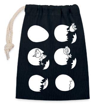 Discovering the world or not (white) - Closable cotton gift bag (14x20cm) - navy - Front