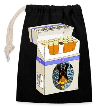 Boîte Cigarettes Enflammée Cœur - Sac cadeau en coton avec cordon (14 x 20 cm) - noir - Devant