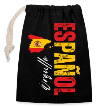 Spanish Pride, vertikales Design - Verschließbarer Geschenkbeutel aus Baumwolle (14x20cm) - Schwarz - Vorne