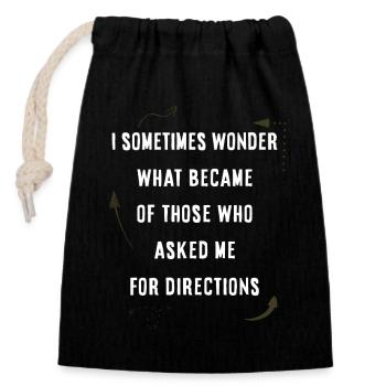 Asking for directions - Closable cotton gift bag (14x20cm) - black - Front