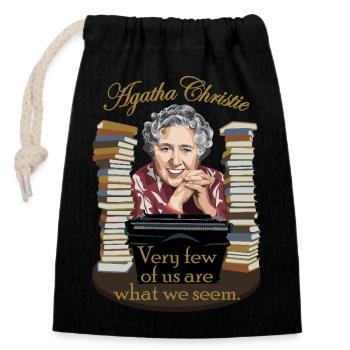 Agatha Christie - Sac cadeau en coton avec cordon (14 x 20 cm) - noir - Devant