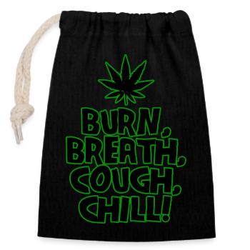 Cannabis Marihuana Grower Kiffer Shirt Grüne Vibes - Verschließbarer Geschenkbeutel aus Baumwolle (14x20cm) - Schwarz - Vorne
