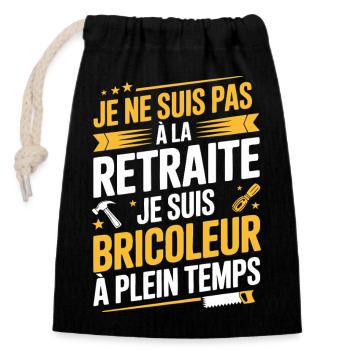 Full-time handyman, not retired - Closable cotton gift bag (14x20cm) - black - Front