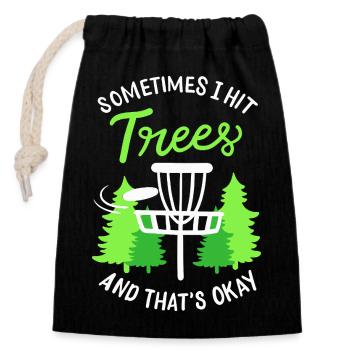 Sometimes I Hit Trees Disc Golf Basket Art - Verschließbarer Geschenkbeutel aus Baumwolle (14x20cm) - Schwarz - Vorne