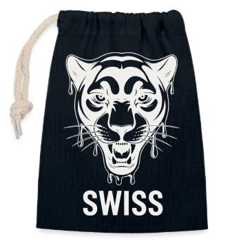 Tropfender Tigerkopf Schweizer Stil - Verschließbarer Geschenkbeutel aus Baumwolle (14x20cm) - Navy - Vorne