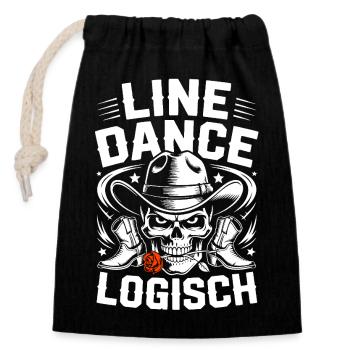 Line Dance Logical Skull - Closable cotton gift bag (14x20cm) - black - Front