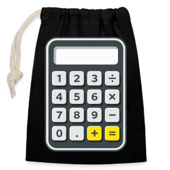 Taschenrechner Kostüm Karneval Fasching Nerd  - Verschließbarer Geschenkbeutel aus Baumwolle (14x20cm) - Schwarz - Vorne