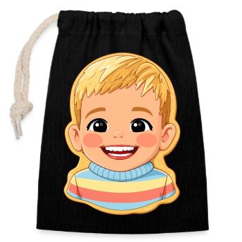 Motif biscuit : enfant joyeux avec un pull coloré - Sac cadeau en coton avec cordon (14 x 20 cm) - noir - Devant