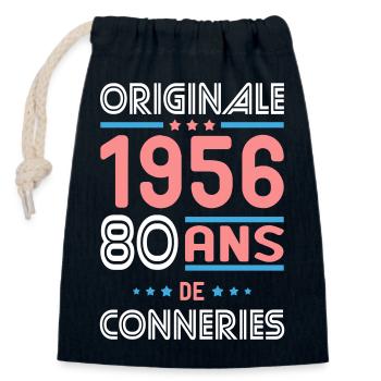 Original – 1956 – 70 Jahre - Verschließbarer Geschenkbeutel aus Baumwolle (14x20cm) - Navy - Vorne