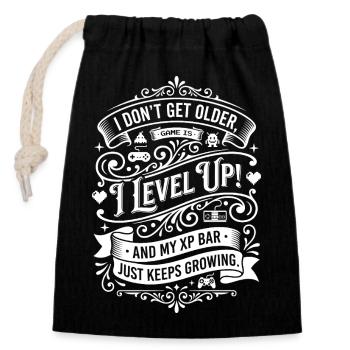 Level Up XP Balken Design - Verschließbarer Geschenkbeutel aus Baumwolle (14x20cm) - Schwarz - Vorne